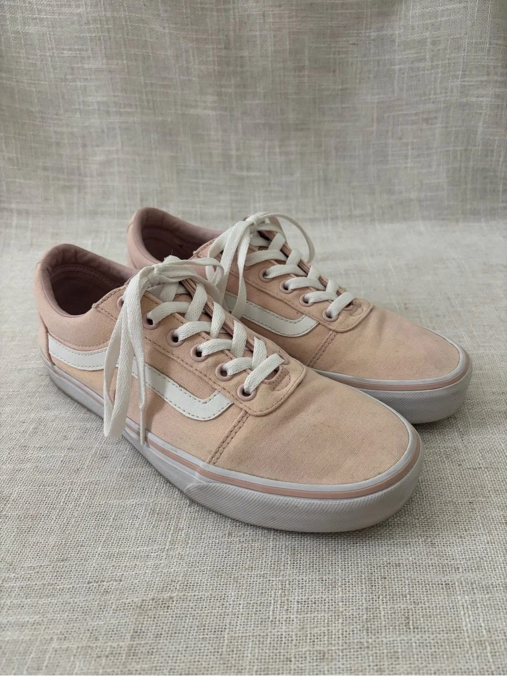 Vans Old Skool Low Top Canvas Sneakers Pink White 9